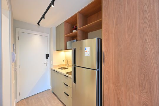Cozinha de kitnet/studio para alugar com 1 quarto, 26m² em Vila Clementino, São Paulo