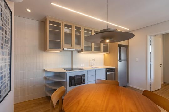 Cozinha de apartamento para alugar com 2 quartos, 66m² em Indianópolis, São Paulo