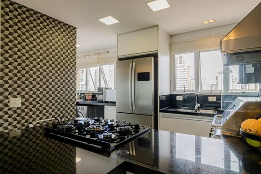 Cozinha de apartamento à venda com 3 quartos, 116m² em Moema, São Paulo