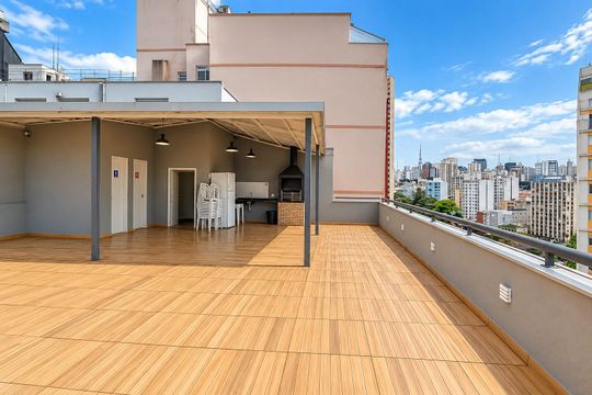 Churrasqueira - Terraço de kitnet/studio à venda com 1 quarto, 26m² em Bela Vista, São Paulo