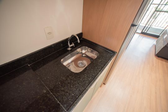 Cozinha de kitnet/studio para alugar com 1 quarto, 25m² em Vila Clementino, São Paulo