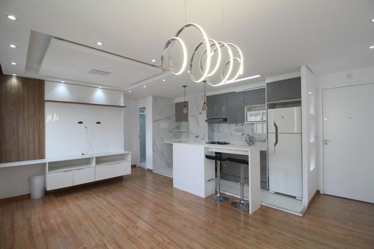 Sala e Cozinha de apartamento à venda com 1 quarto, 40m² em Paraíso do Morumbi, São Paulo