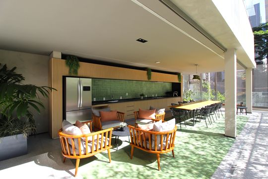 Área Comum - Churrasqueira de kitnet/studio para alugar com 1 quarto, 30m² em Indianópolis, São Paulo