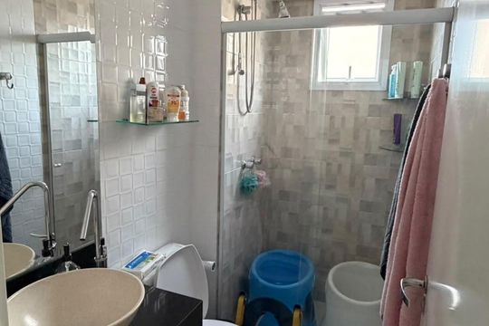 Banheiro de apartamento à venda com 2 quartos, 72m² em Santa Maria, São Caetano do Sul