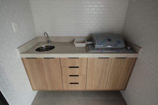 Varanda da Sala de apartamento para alugar com 1 quarto, 55m² em Boqueirão, Santos