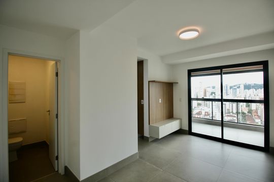 Sala de apartamento para alugar com 1 quarto, 55m² em Boqueirão, Santos