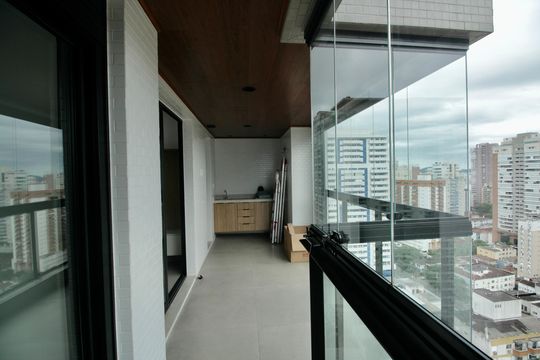 Varanda da Sala de apartamento para alugar com 1 quarto, 55m² em Boqueirão, Santos