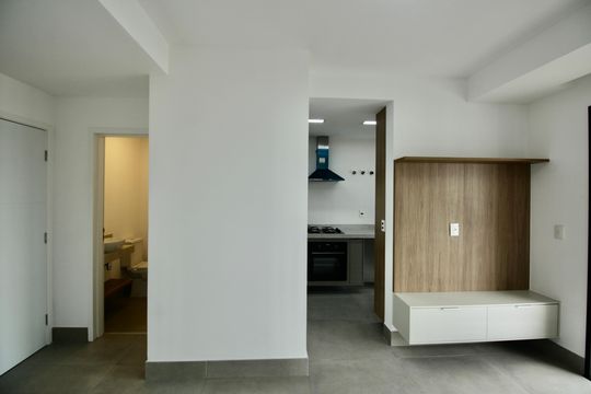 Sala de apartamento para alugar com 1 quarto, 55m² em Boqueirão, Santos