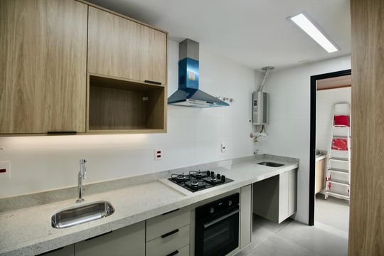 Cozinha  de apartamento para alugar com 1 quarto, 55m² em Boqueirão, Santos