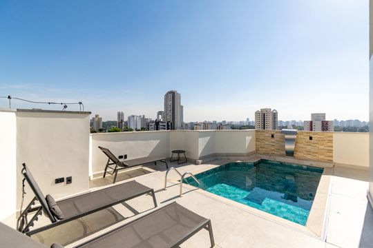 Área comum - Piscina de apartamento para alugar com 1 quarto, 39m² em Campo Belo, São Paulo