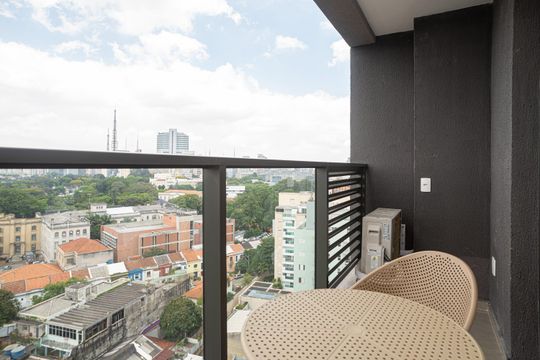 Varanda do Quarto de kitnet/studio para alugar com 1 quarto, 28m² em Pinheiros, São Paulo