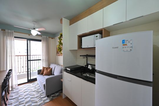 Cozinha de apartamento para alugar com 1 quarto, 30m² em Vila Clementino, São Paulo