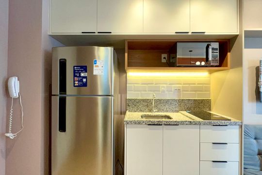 Cozinha de kitnet/studio à venda com 1 quarto, 29m² em Pinheiros, São Paulo