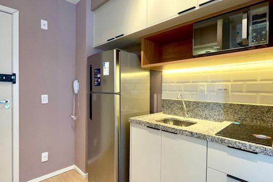 Cozinha de kitnet/studio à venda com 1 quarto, 29m² em Pinheiros, São Paulo