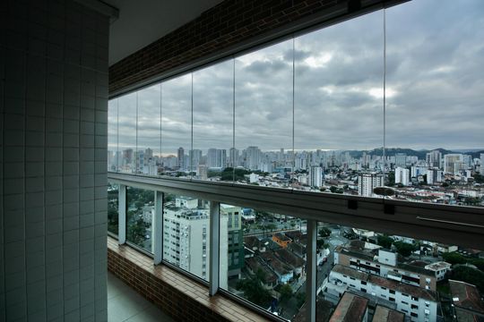 Varanda da Sala de apartamento para alugar com 2 quartos, 62m² em Macuco, Santos