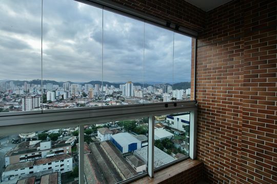 Varanda da Sala de apartamento para alugar com 2 quartos, 62m² em Macuco, Santos