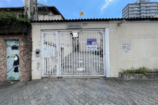 Fachada + Placa de casa de condomínio para alugar com 2 quartos, 53m² em Jardim Popular, São Paulo