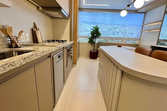 Cozinha de apartamento à venda com 3 quartos, 83m² em Paquetá, Belo Horizonte