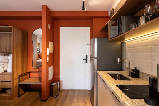 Cozinha de kitnet/studio para alugar com 1 quarto, 27m² em Perdizes, São Paulo