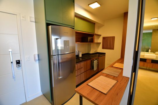 Cozinha de apartamento para alugar com 1 quarto, 46m² em Centro, Campinas