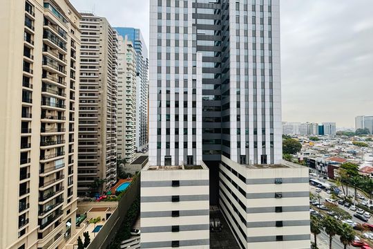Vista da Sacada de apartamento à venda com 1 quarto, 55m² em Alphaville Industrial, Barueri