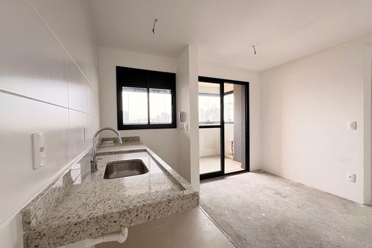 Cozinha de apartamento à venda com 2 quartos, 44m² em Campestre, Santo André