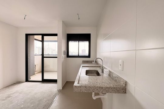Cozinha de apartamento à venda com 2 quartos, 44m² em Campestre, Santo André