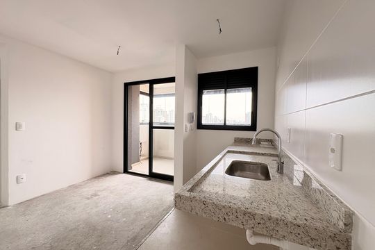 Cozinha de apartamento à venda com 2 quartos, 44m² em Campestre, Santo André