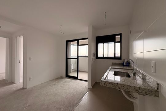 Cozinha de apartamento à venda com 2 quartos, 44m² em Campestre, Santo André