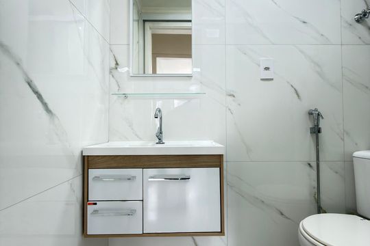 Banheiro Social de apartamento para alugar com 1 quarto, 36m² em Jardim Maria Adelaide, São Bernardo do Campo