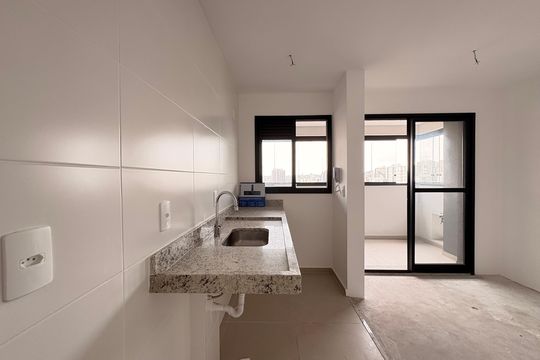 Cozinha de apartamento à venda com 2 quartos, 44m² em Campestre, Santo André
