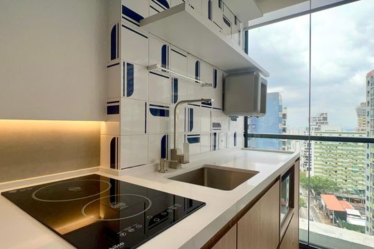 Cozinha de kitnet/studio para alugar com 1 quarto, 26m² em Pinheiros, São Paulo