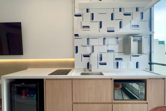 Cozinha de kitnet/studio para alugar com 1 quarto, 26m² em Pinheiros, São Paulo