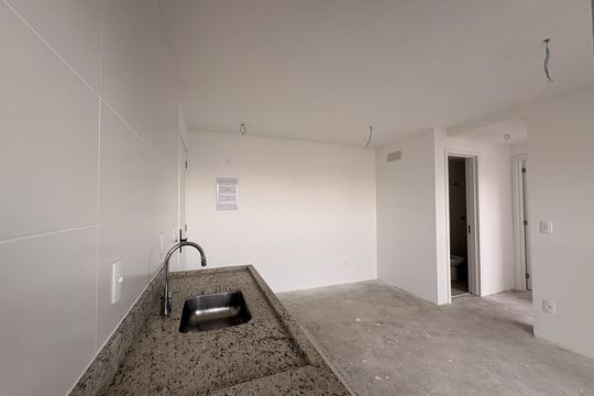 Cozinha de apartamento à venda com 2 quartos, 44m² em Campestre, Santo André