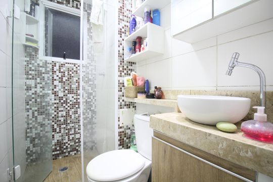 Banheiro de apartamento para alugar com 2 quartos, 47m² em Jardim Leonidas Moreira, São Paulo