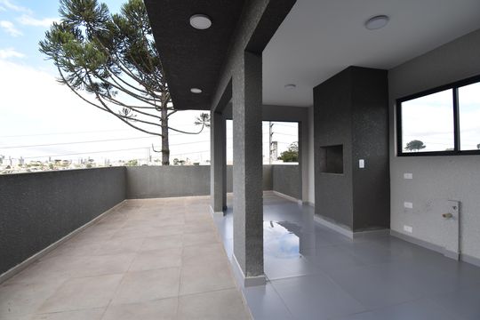 Área comum - Churrasqueira de kitnet/studio para alugar com 1 quarto, 27m² em Novo Mundo, Curitiba