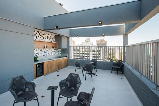 Área comum - Churrasqueira de kitnet/studio para alugar com 1 quarto, 28m² em Vila Clementino, São Paulo
