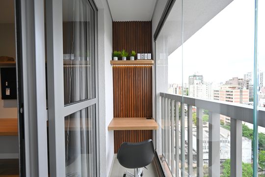 Varanda de kitnet/studio para alugar com 1 quarto, 28m² em Vila Clementino, São Paulo