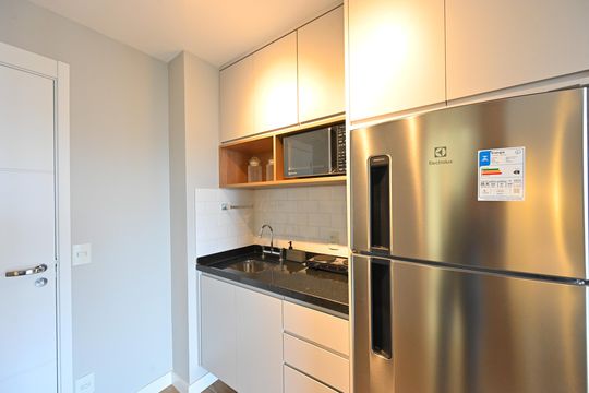 Cozinha de kitnet/studio para alugar com 1 quarto, 28m² em Vila Clementino, São Paulo