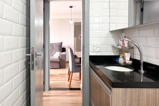 Banheiro Social de apartamento à venda com 2 quartos, 49m² em Vila Jordanopolis, São Bernardo do Campo