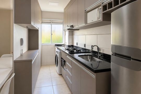 Cozinha de apartamento para alugar com 2 quartos, 46m² em Valentina Figueiredo, Ribeirão Preto