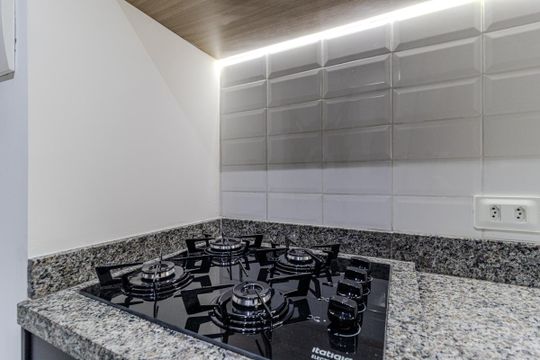 Cozinha de apartamento para alugar com 1 quarto, 30m² em Centro Histórico de São Paulo, São Paulo