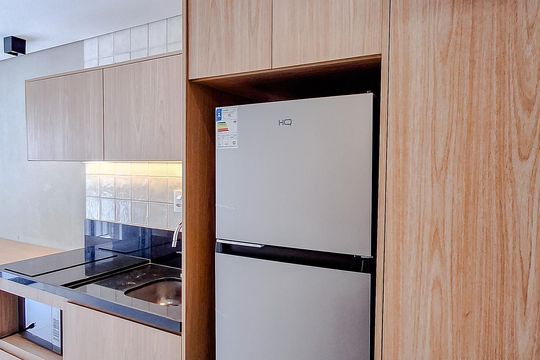 Cozinha  de kitnet/studio para alugar com 1 quarto, 24m² em Chácara Klabin, São Paulo