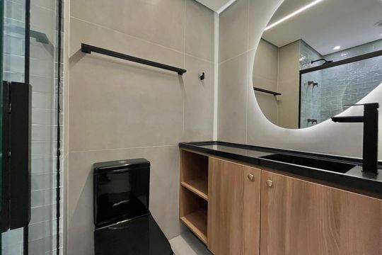 Banheiro de kitnet/studio para alugar com 1 quarto, 30m² em Vila Clementino, São Paulo