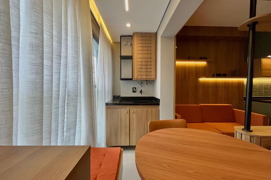Varanda de kitnet/studio para alugar com 1 quarto, 30m² em Vila Clementino, São Paulo