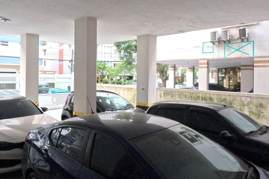 Área Comun - Garagem de apartamento para alugar com 1 quarto, 44m² em Ponta da Praia, Santos