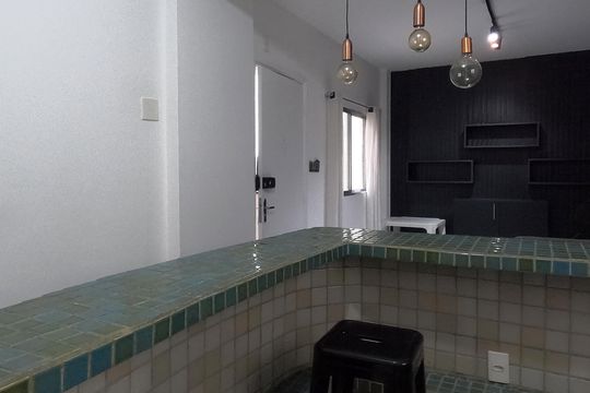 Cozinha Americana de apartamento para alugar com 1 quarto, 44m² em Ponta da Praia, Santos