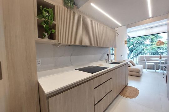 Cozinha de apartamento para alugar com 2 quartos, 45m² em Santo Amaro, São Paulo