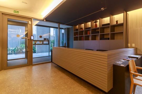 Recepção de kitnet/studio para alugar com 0 quarto, 31m² em Santo Amaro, São Paulo