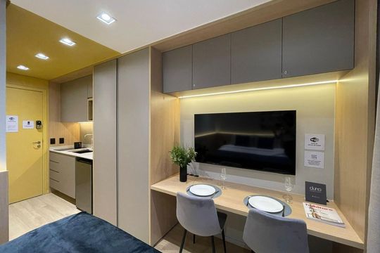 Cozinha de apartamento à venda com 1 quarto, 24m² em Barra Funda, São Paulo